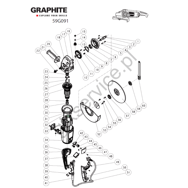 Angle grinder - GRAPHITE 59G091