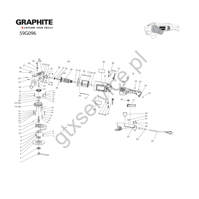Angle grinder - GRAPHITE 59G096