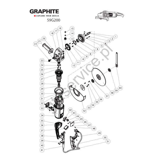 Angle grinder - GRAPHITE 59G200
