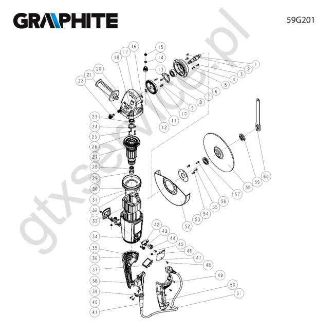Angle grinder - GRAPHITE 59G201