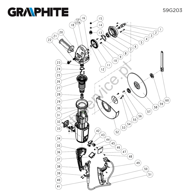 Angle grinder - GRAPHITE 59G203