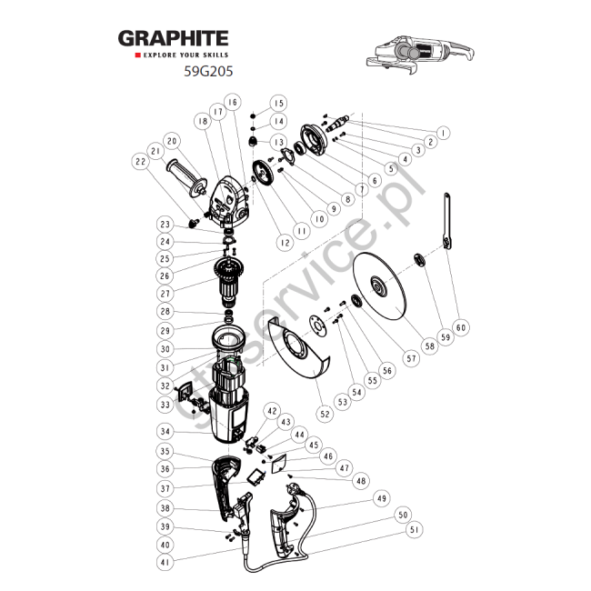 Angle grinder - GRAPHITE 59G205