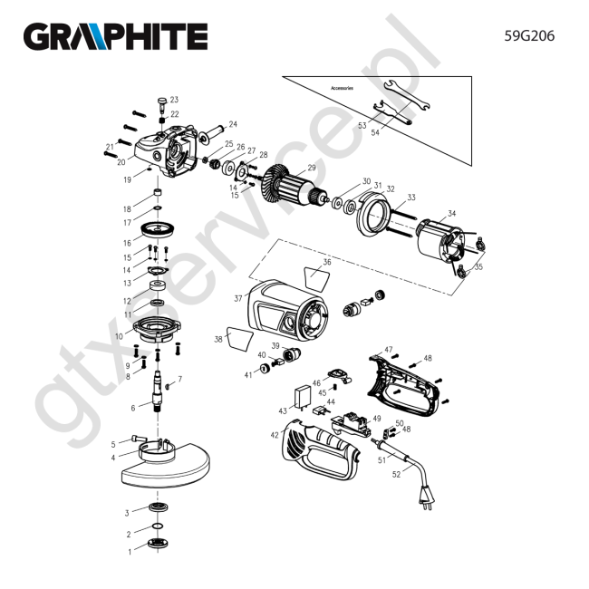 Angle grinder - GRAPHITE 59G206