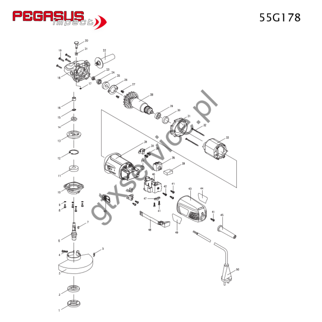 Angle grinder - PEGASUS IMPACT 55G178