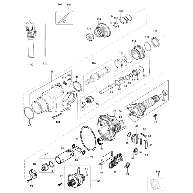 Rotary hammer drill - DEWALT D25103 Typ 2 - (rysunek techniczny)
