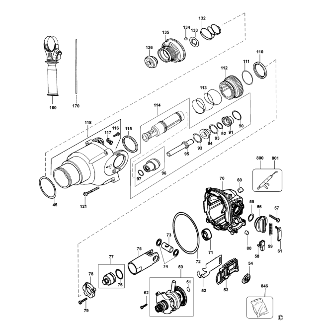 Rotary hammer drill - DEWALT D25303K Typ 1 - (rysunek techniczny)
