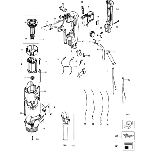 Rotary hammer drill - DEWALT D25304K Typ 3 - (rysunek techniczny)
