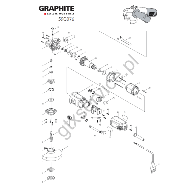 Angle grinder - GRAPHITE 59G076